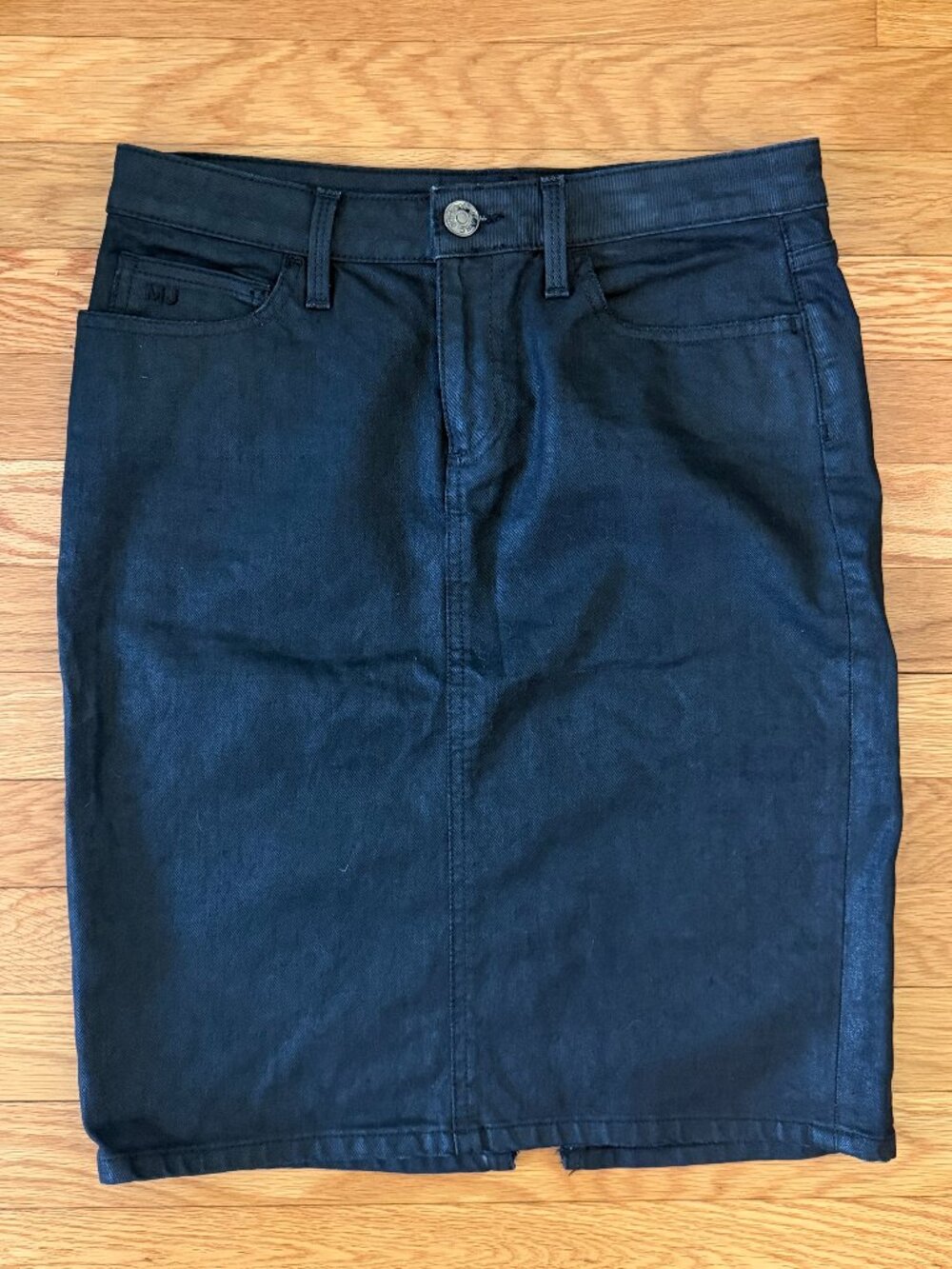 Marc by Marc Jacobs Black Coated Denim Pencil Skirt